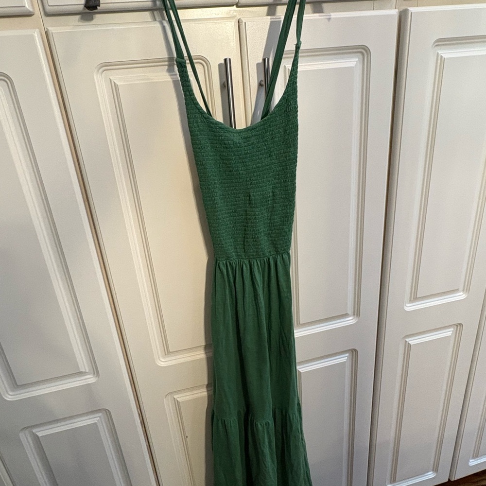 NATION Crossback V Neck Forest Green Sleeveless Maxi Dress